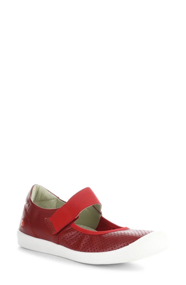 Softinos by Fly London Iglu Mary Jane Flat in Red Smooth Leather Cover