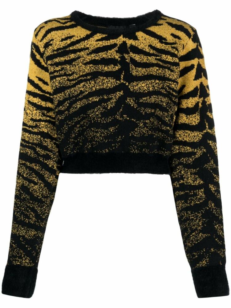 GCDS lurex-detail zebra-jacquard cropped jumper - Black Cover