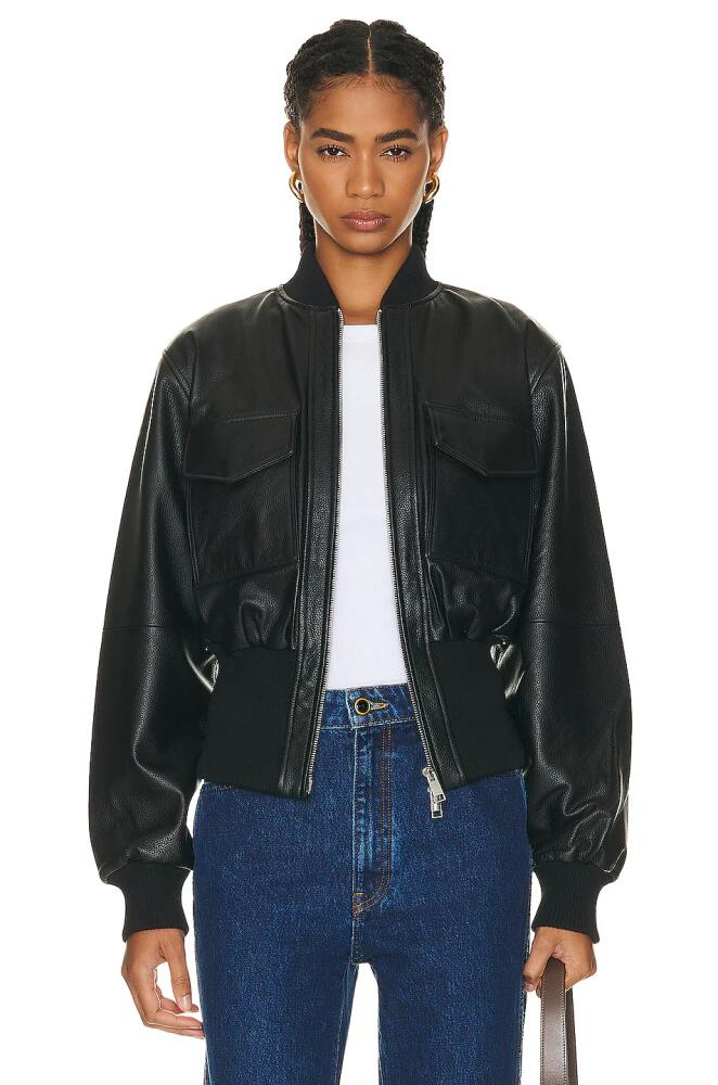 GRLFRND The Cropped Leather Bomber in Black Cover