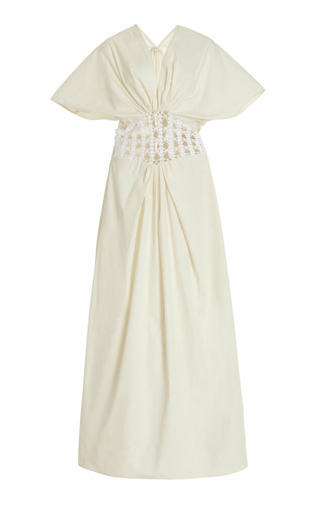 Diotima - Exclusive Crochet-Detailed Cotton Maxi Dress - Neutral Cover