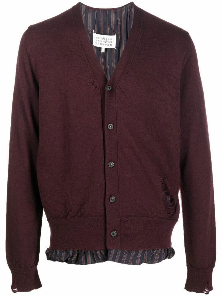 Maison Margiela distressed wool cardigan - Red Cover