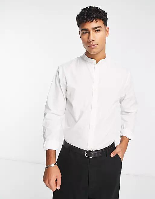 French Connection band collar shirt in white Cover