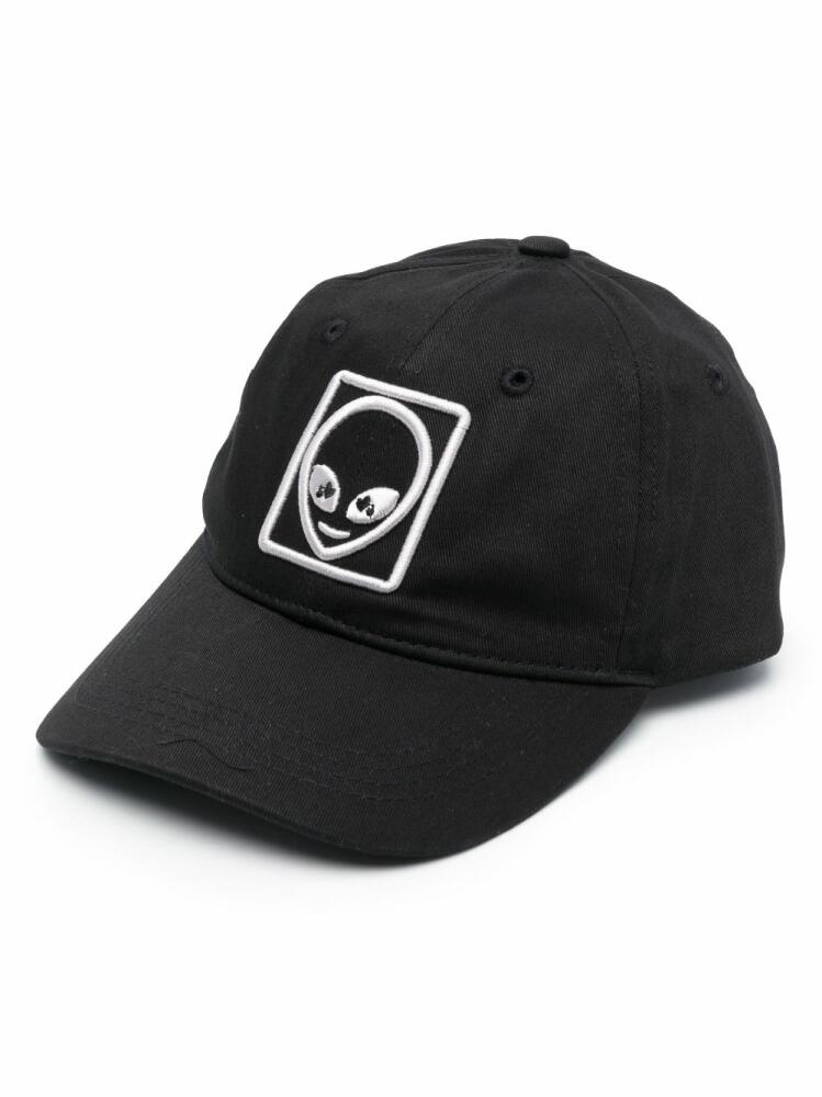 GCDS Wirdo embroidered cotton baseball cap - Black Cover