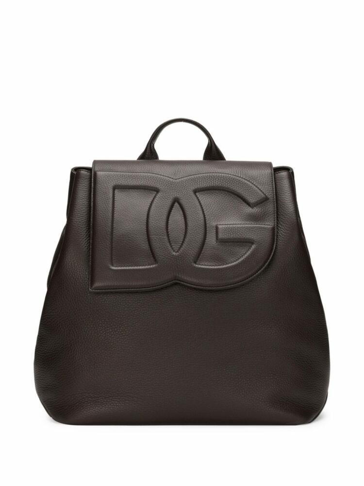 Dolce & Gabbana logo-embossed leather-blend bag - Brown Cover