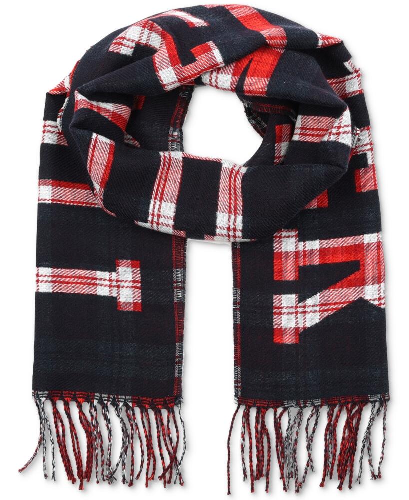 Tommy Hilfiger Men's Plaid Logo Scarf - Desert Sky Cover