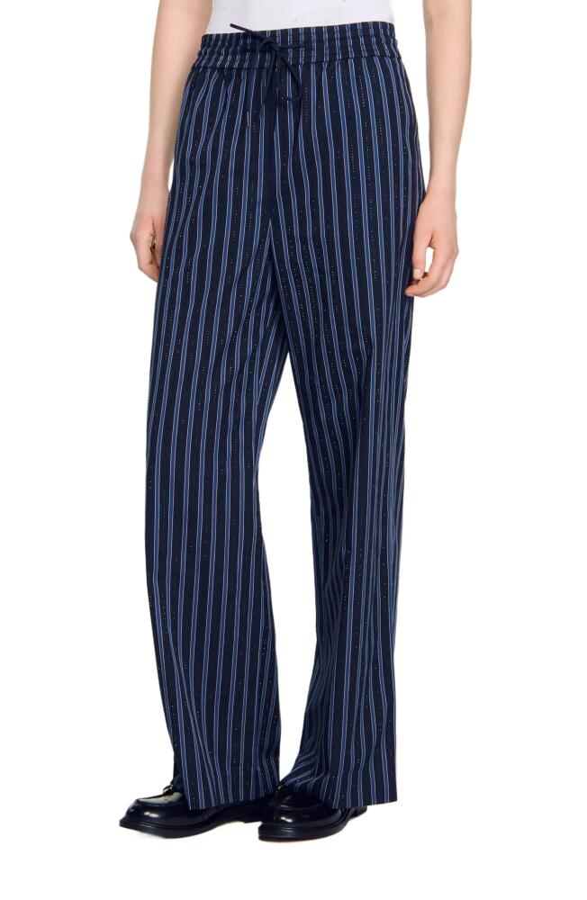 SANDRO Striped trousers in Blue Cover