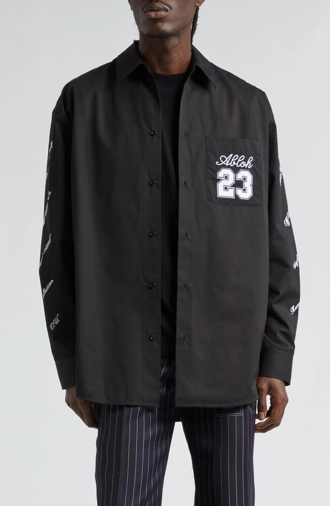 Off-White Anniversary Logo Oversize Cotton Overshirt in Black White Cover