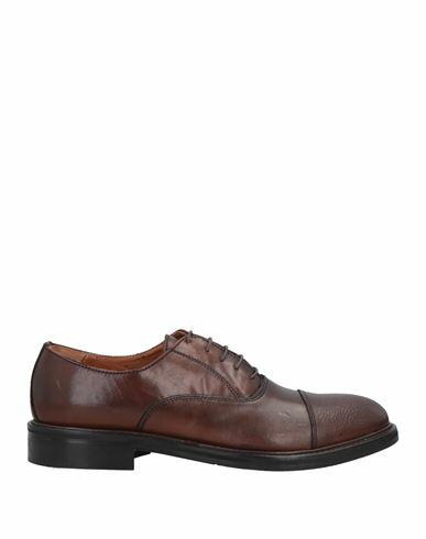 Bruno Verri Man Lace-up shoes Dark brown Leather Cover