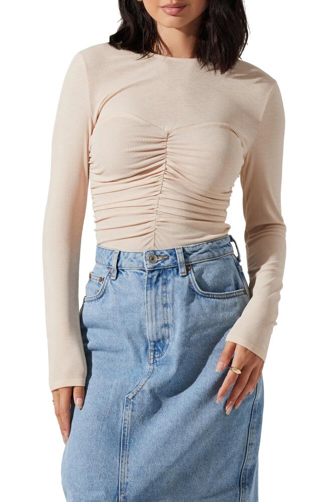 ASTR the Label Center Ruched Knit Top in Cream Cover