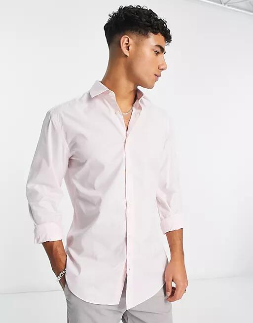 French Connection slim formal long sleeve shirt in pink Cover