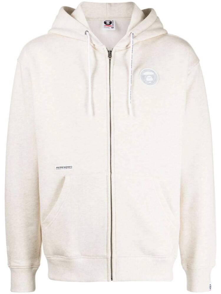 AAPE BY *A BATHING APE® logo-appliqué zipped hoodie - Neutrals Cover