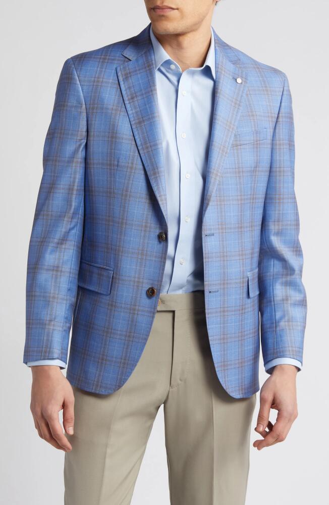 Ted Baker London Jay Slim Fit Deco Plaid Wool Sport Coat in Medium Blue Cover