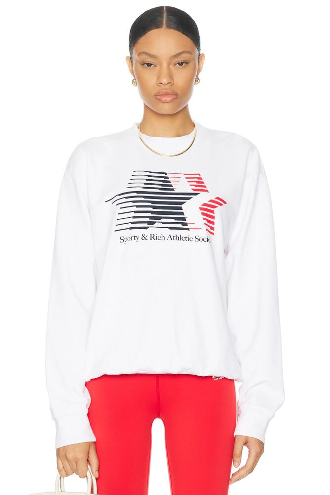 Sporty & Rich Athletic Society Crewneck Sweater in White Cover