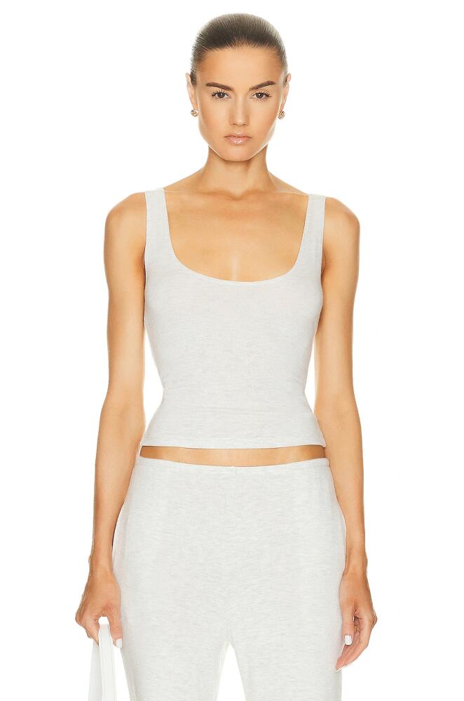 LESET Lauren Scoop Neck Tank Top in White Cover