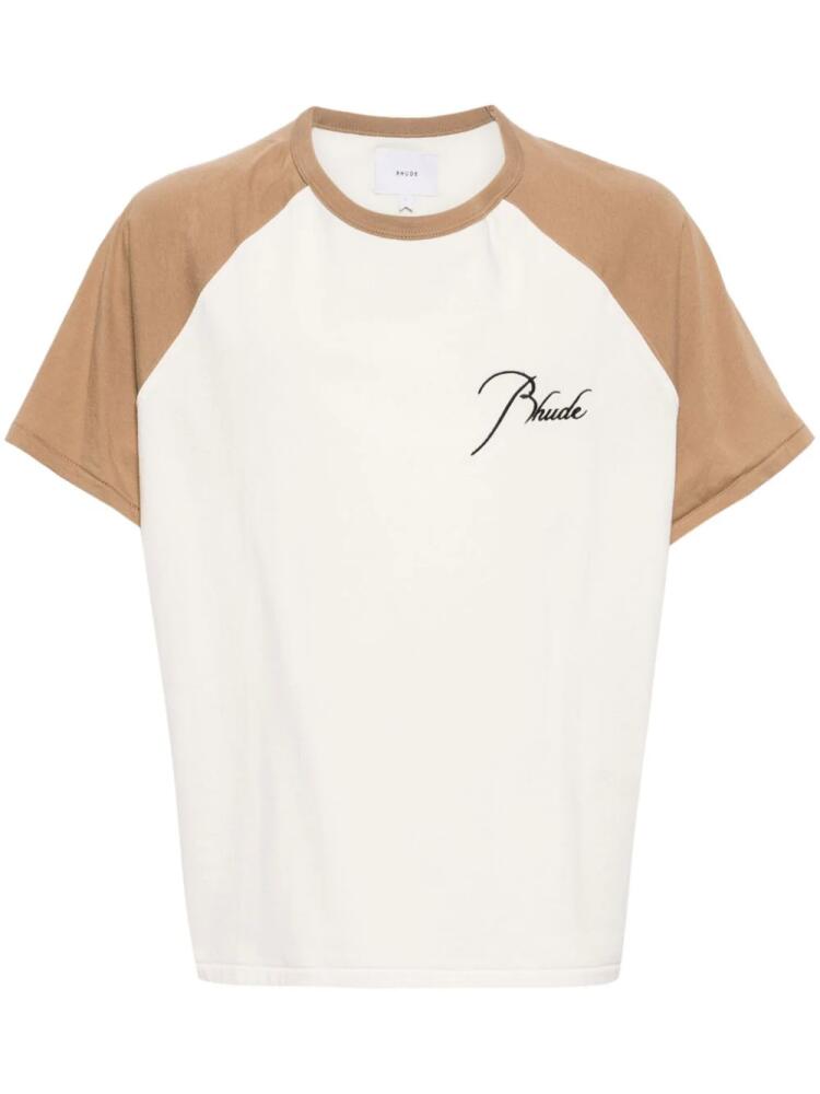 RHUDE colour-block cotton T-shirt - Neutrals Cover