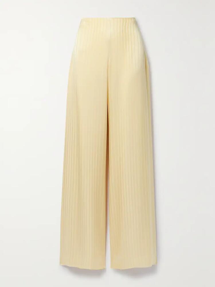 Loro Piana - Dresden Silk-satin Jacquard Wide-leg Pants - Yellow Cover