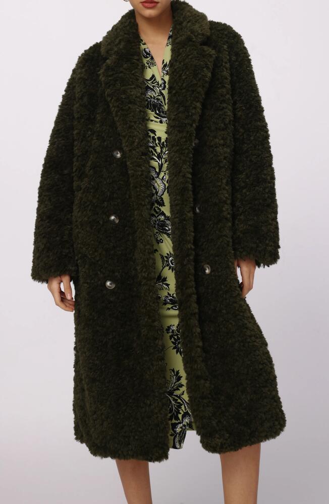 Diane von Furstenberg Melanie Faux Fur Coat in Olive Cover