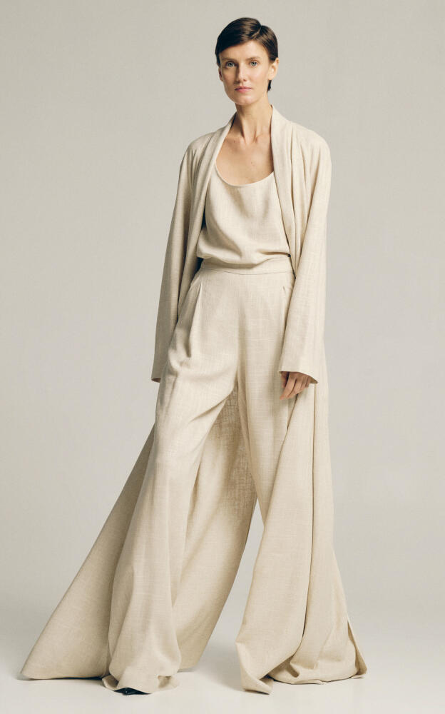 Sophie et Voila - Draped Linen-Blend Coat - Neutral Cover