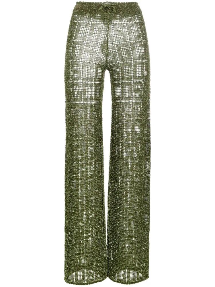 GCDS logo-print high waist trousers - Green Cover