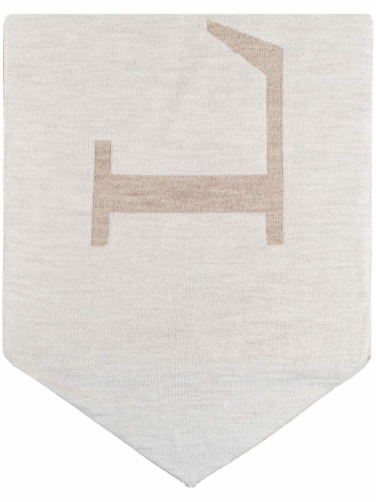 Lanvin logo-knit wool scarf - Neutrals Cover