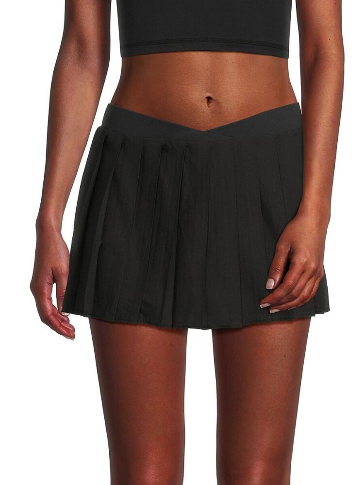 Frankies Bikinis Women's Windy Pleated Mini Tennis Skort - Black Cover