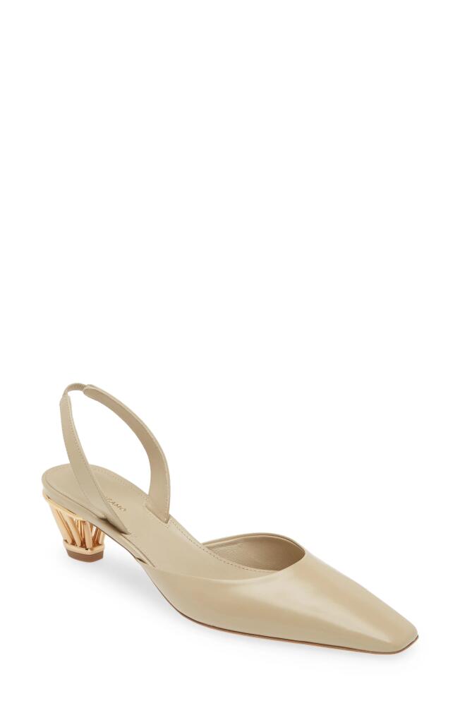 FERRAGAMO Alyssa Cage Heel Slingback Pump in Stone Cover