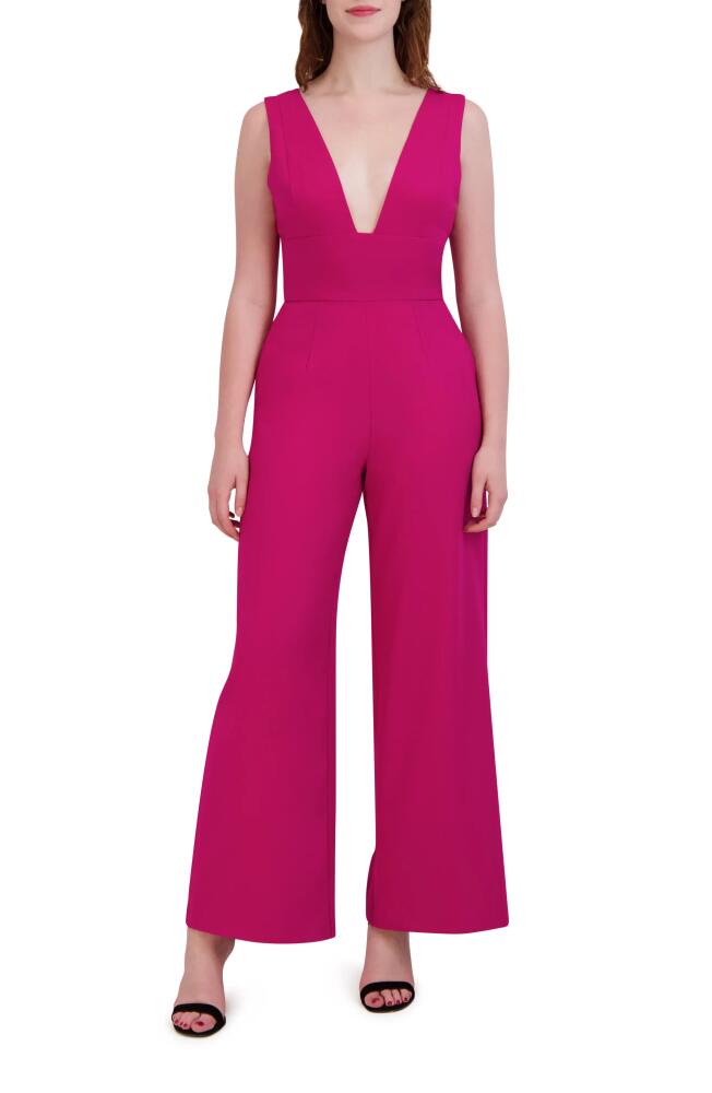 Julia Jordan Plunge Neck Wide Leg Jumpsuit in Dark Cerise Cover