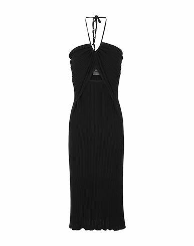 8 By Yoox Organic Cotton Open Knit Halterneck Dress Woman Midi dress Black Organic cotton Cover