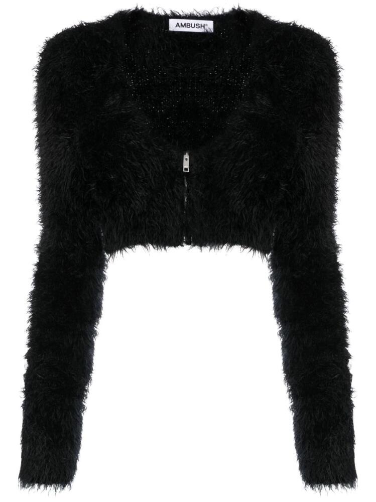 AMBUSH faux-fur crop zipped cardigan - Black Cover