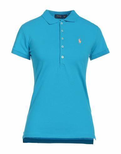 Polo Ralph Lauren Woman Polo shirt Azure Cotton, Elastane Cover