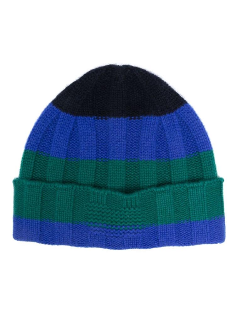 Guest In Residence striped ribbed cashmere beanie - Blue Cover