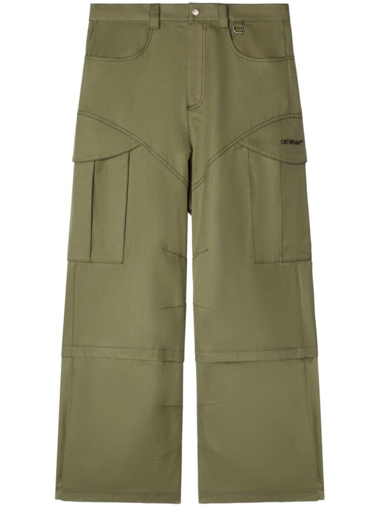 Off-White embroidered cargo straight trousers - Green Cover