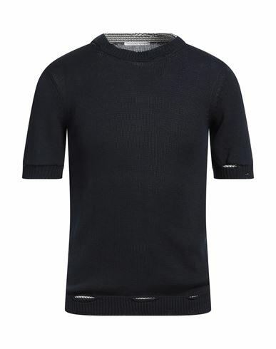 Grey Daniele Alessandrini Man Sweater Midnight blue Cotton Cover