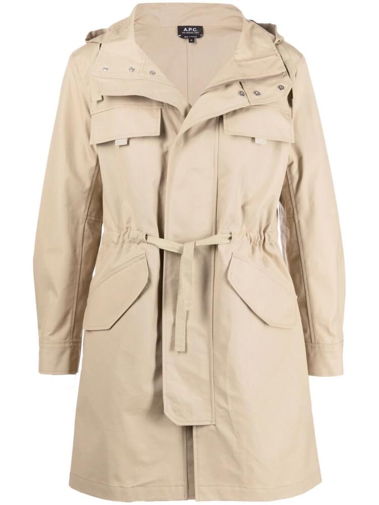 A.P.C. hooded drawstring parka coat - Neutrals Cover