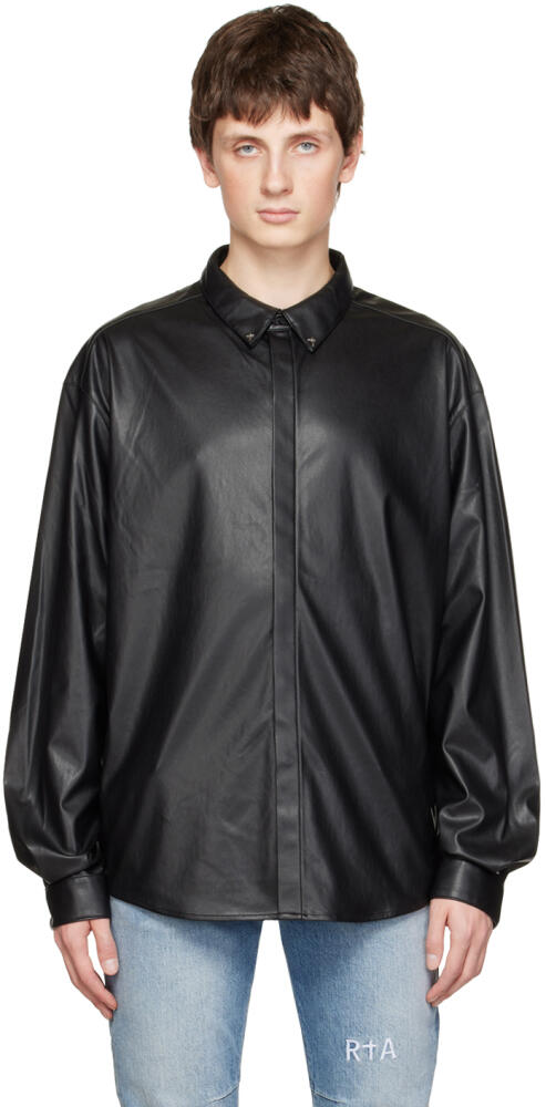 RTA Black Shay Faux-Leather Shirt Cover