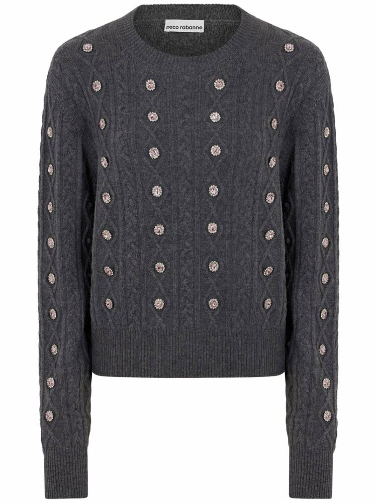 Rabanne crystal-embellished crew-neck jumper - Grey Cover