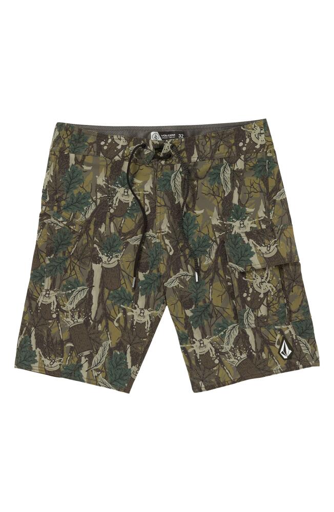 Volcom Stone of July Mod 20 Leaf Print Board Shorts in Camouflage Cover