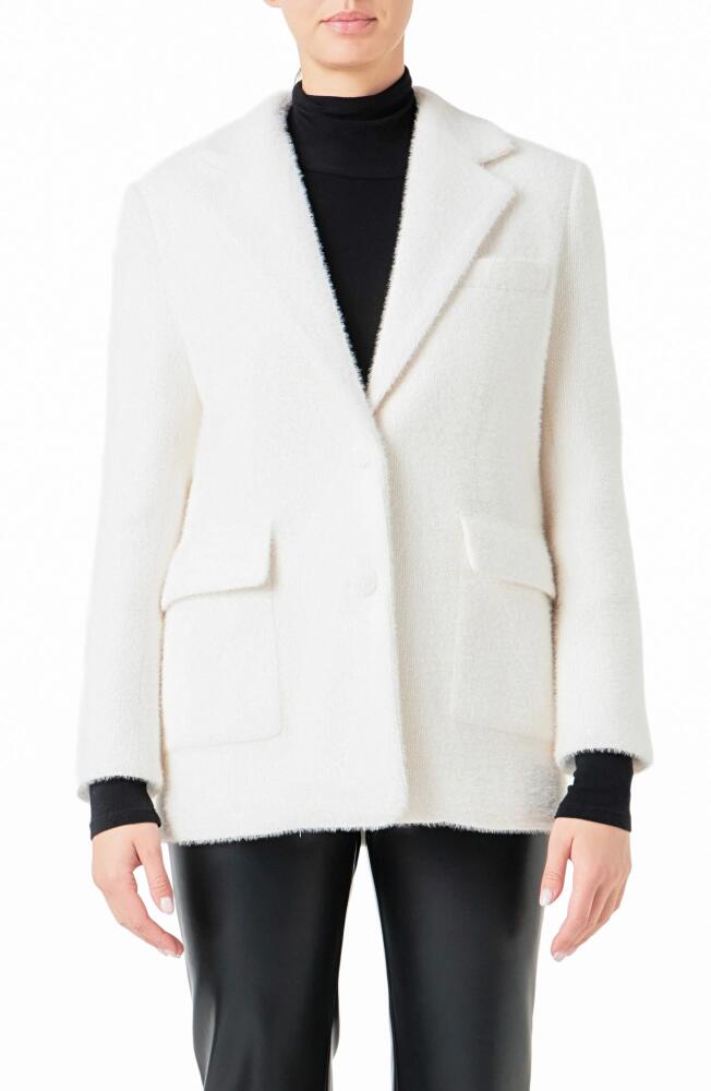 Endless Rose Textured Single Breasted Blazer in White Cover