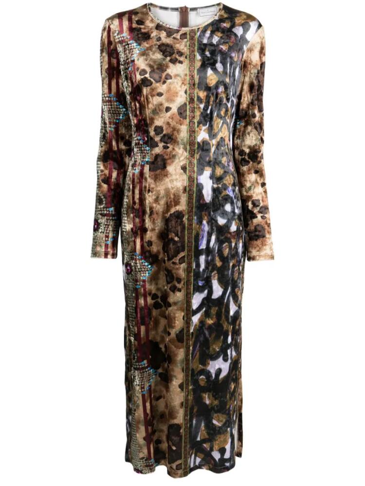 Pierre-Louis Mascia graphic-print velour dress - Brown Cover