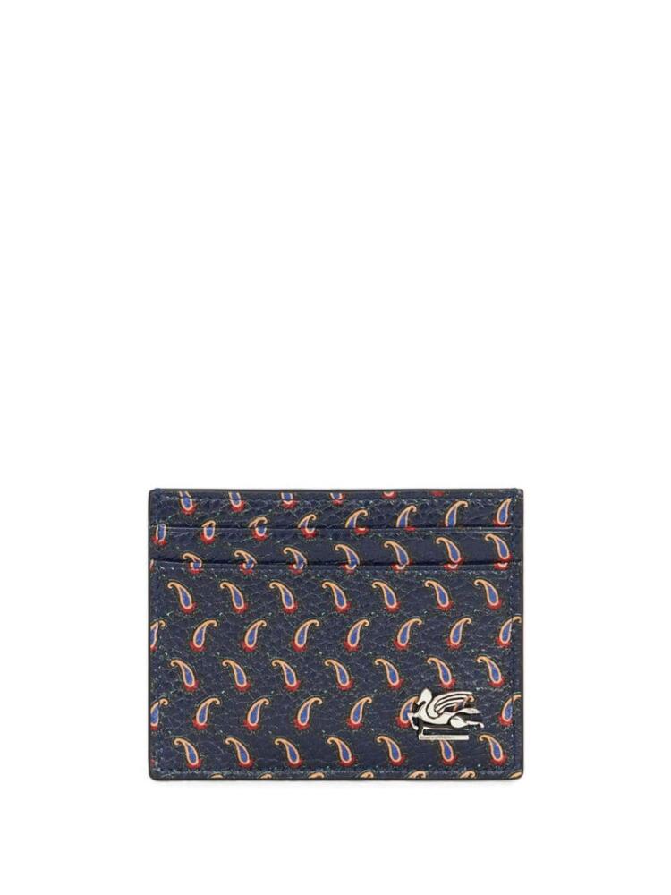 ETRO Pegaso-plaque paisley-print cardholder - Blue Cover