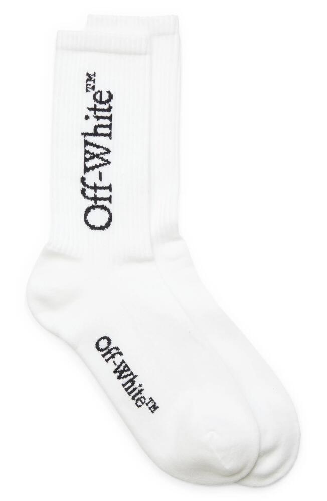 Off-White Bookish Logo Mid Calf Socks in White Black Cover