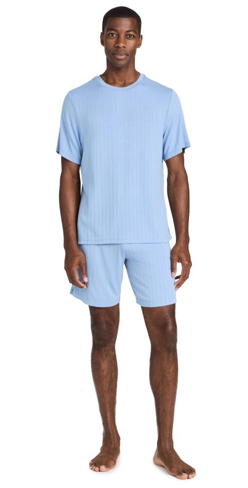 Eberjey Henry Rib Men's Shorts PJ Set Wedgewood Blue Cover