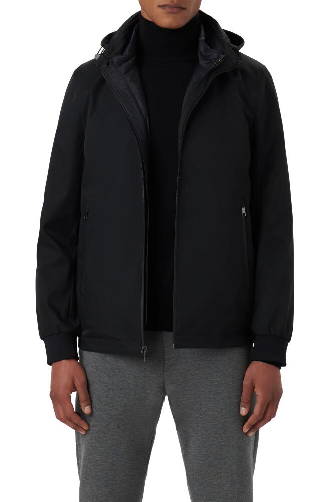 Bugatchi Full Zip Hooded Bomber Jacket in Caviar Cover