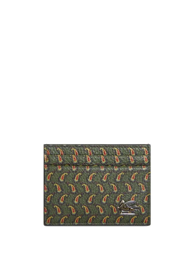 ETRO Pegaso-plaque paisley-print cardholder - Green Cover