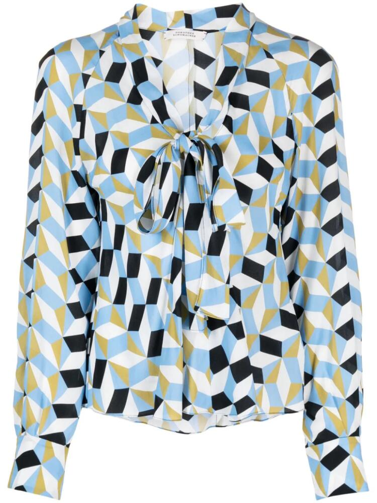 Dorothee Schumacher geometric-print V-neck shirt - Blue Cover