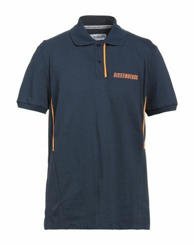 Bikkembergs Man Polo shirt Midnight blue Cotton, Polyester, Polyamide, Elastane Cover