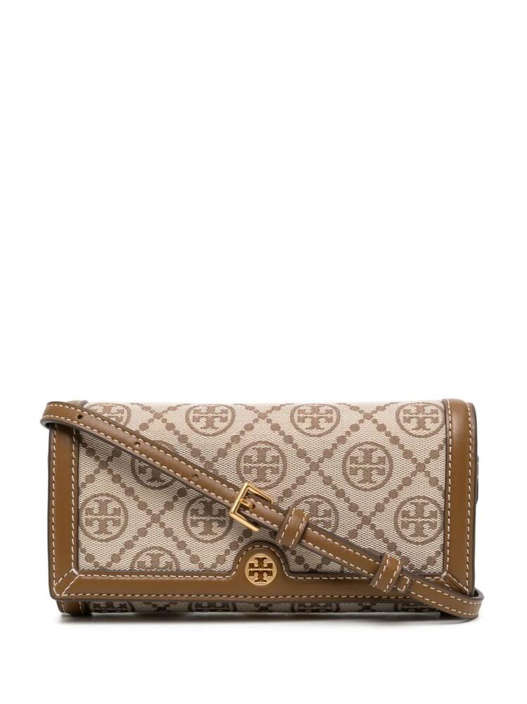 Tory Burch all-over monogram-pattern clutch bag - Brown Cover