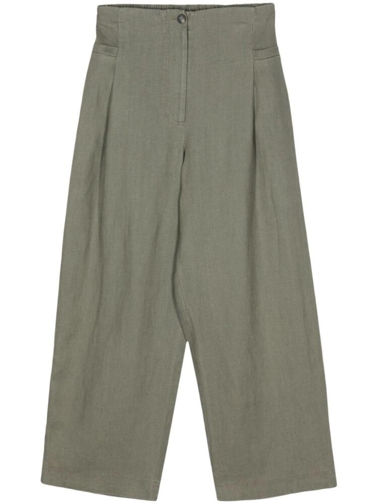 Bimba y Lola wide-leg linen trousers - Green Cover