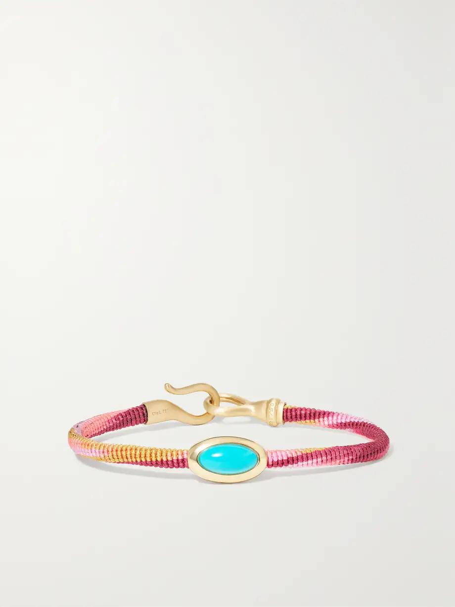 OLE LYNGGAARD COPENHAGEN - Life 18-karat Gold, Turquoise And Cord Bracelet - Blue Cover