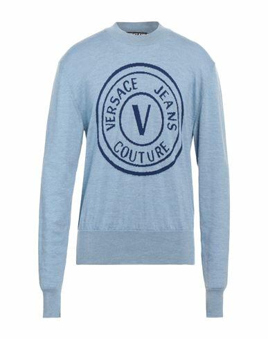 Versace Jeans Couture Man Sweater Light blue Wool Cover